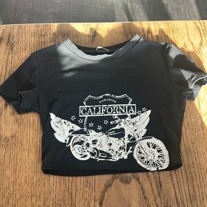 SHEIN Black and White Crop Top California Graphic